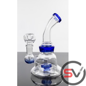 CURVED NECK COLOR WHEEL GLASS WATER PIPE 6inch